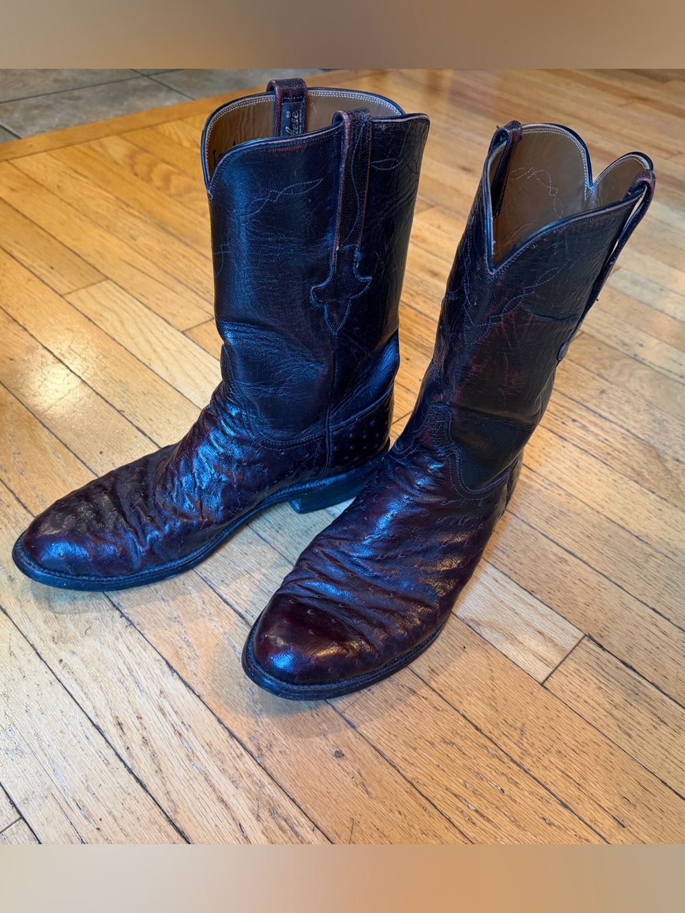 Lucchese men’s classic smooth ostrich roper Western Cowboy Boots